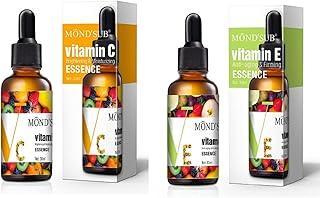 Mond'sub Vitamin C Face Serum with Ascorbic Acid & Hyaluronic Acid for Pigmentation 30ml & Mondsub Vitamin E Serum with Hemp Seed Oil for Anti-aging & Wrinkles 30ml-Pack of 2