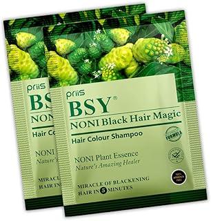 BSY Noni Black Hair Magic Hair color shampoo (20ml x 10 Sachets) | Ammonia Free Hair Color Shampoo for men,Natural Black Permanent Hair Dye Shampoo for women,Noni Fruit Hair Dye,Hair Coloring Shampoo