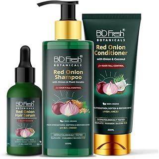BioFresh Botanicals Red Onion Hair Serum 30ml & Hair Mask 150ml Combo For Smoothing And Shining Strong Hair Nourished Frizz Free Hair Suitable for all Hair Type