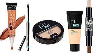 Fii Me love Powder Pore-Less Oil Control Compact Powder- Matte Finish Face -Fii Me loveMatte- Foundation-Highlighter And Contour Stick Highlighter (Cream)-Kajal Eyes-Pro Conceal Hd Concealer orange