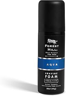 Forest Hill Aqua Pre Shave Foam For Men, Goodness of Olive and Argan Oil, Mulberry, Rosemary & Peppermint Extract, Prevent Cuts and Burns, Rich Lather, Cooling Hydrating Formula, Shaving Foam, 50g