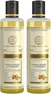 Khadi Natural Sandal & Turmeric Body Wash | Body Wash for Healthy & Clear Skin | Body Wash for Reducing Tanning | Paraben & SLS Free | Suitable for All Skin Types| Pack of 2| (210 * 2) (420 ml)