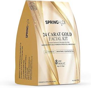 SPRING H2O 24K Gold Facial Kit 80g | 2-in-1 Brightening & Sun Protection | With Kiwi Extract & Gold Powder | 8-Step Skincare