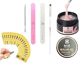 Bolt bee Builder Gel Nail Kit, Nail Extension Kit For Beginners, Builder Gel 15 ml, 50 Nail Form Stickers, Nail File & Buffer, Nail Extension Brush & cuticle puser (nude pink)