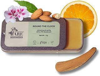 Bare Necessities Round The Clock Solid Deodorant | Keep Underarms Fresh & Dry | No Aluminium, Alcohol, Parabens, Organic | Solid Perfume for Women & Men | Earthy Fragrance | Travel Size - 15g