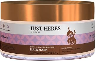 Just Herbs Anti Hairfall Natural Hair Mask with Castor & Black Onion Seed for Dandruff Suitable for Color Treated & All ha