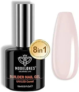 Modelones 8-in-1 Builder Nail Gel 15ml from BELLE GAGA Nude Pink Gel Builder for Nails, Hard Gel Builder Nail Strengthener Extension Color Gel Base Rhinestone False Nail Tips Glue Gel in a Bottle