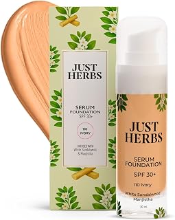 Just Herbs Serum Foundation SPF 30+ | Buildable Coverage & Natural Finish | No Parabens, No Mineral Oil | For Indian Skin
