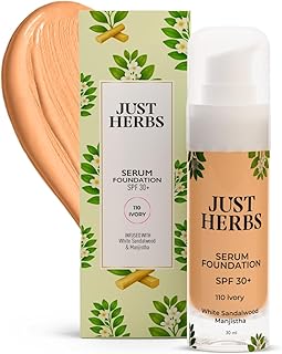Just Herbs Serum Foundation SPF 30+ | Buildable Coverage & Natural Finish | No Parabens, No Mineral Oil | For Indian Skin Pack of 2