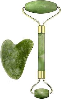 SK SOPPY Revin Enterprise Marble Jade Roller Face Massager Double Rollers Antiaging Face Eye Neck Foot Massage Tool Stimulating Blood Flow (Green).