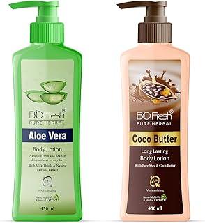 BIOFRESH HERBALS Aloevera - Coco Butter Deep Nourishing Body Lotion for Dry Skin Pump Bottle (Pack of 2, 450ml)