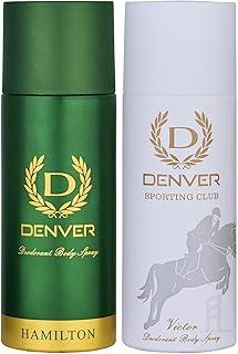 DENVER Hamilton Deo & Sporting Club Victor Deo - 165ML Each (Combo Pack of 2) | Long Lasting Deodorants Body Spray for Men