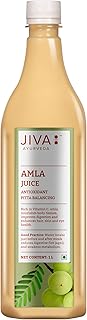 Jiva Amla Juice 1 Litre | Improves Digestion, Boosts Immunity, Promotes Healthy Hair & Skin | Cold Pressed Fresh Amlas, Rich in Vitamin C & Antioxidants, With No Artificial Flavours (Pack of 1)