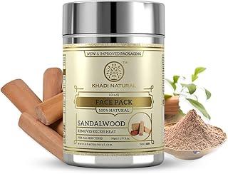KHADI NATURAL Sandalwood Herbal Face Pack | Face Pack For Controlling Excess Oil | Natural Face Pack For Acne | Herbal Face Pack For Glowing Skin | Suitable For All Skin Types, 50 Gram