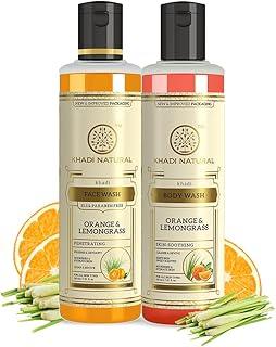 Khadi Natural Orange & Lemongrass Combo (Face Wash & Body Wash| Detoxifies and cleanses skin|Regulates oil production|SLS & Paraben free|210 ml each