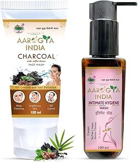 Aarogya India Activated Charcoal Facewash + Intimate Hygiene Wash for Women, Vaginal Wash, Smooths Skin Anti-Bacterial No itching, Burning, white Discharge COMBO (200ml)