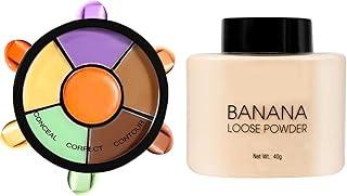 Glamway Cosmetics Banana Loose Powder, Pro Concealer Palette Combo Pack, 2 Pcs