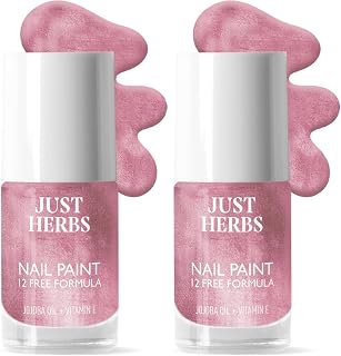 Just Herbs Nail Polish 12 Chemical Free Formula Quick Dry, Glossy Finish and Long Lasting Nail Paints (Gleaming Orchid) (P