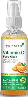 TRIMIS Vitamin C Face Wash with Aloe Vera, Neem & Orange Extract | Deep Cleansing & Skin Brightening | Paraben-Free, Sulphate-Free | No Alcohol | For All Skin Types – 100m