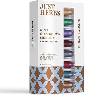 Just herbs 8 in 1 Herbal Metallic-shimmer finish, Long Lasting & Ultra Smooth Eye Shadow Lidsticks with Kumkumadi - 12gm (