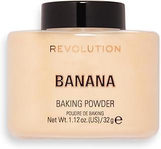 Makeup Revolution, Banana Loose Powder, Makeup Setting Powder, Gives Brighten & Glowing Skin, Provides Long-Lasting Coverage, Reduces Shine for Medium to Dark Skin Tones - 32g
