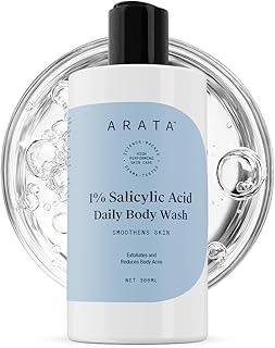 Arata 1% Salicylic Acid Body Wash (300ml) For Bacne, Bumpy & Strawberry Skin | Exfoliates, Cleanses & Smoothens Uneven & Rough Skin | Paraben & SLS Free | Body Shower Gel For All Skin types