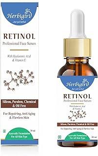 HERBIGIRI Retinol Professional Face Serum with Hyaluronic Acid for Deep wrinkle & Damaged Skin repair, Anti aging and Flawless skin, (30 ml)