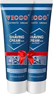 Vicco Turmeric Shaving Cream Foam Base Regular for Smooth & Clean Shave | Moisturizes Skin and has Antiseptic Properties [70g | Pack of 2]