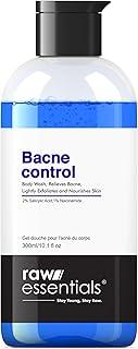 Raw Essentials Bacne Control Body Wash, 2% Salicylic Acid, 1% Niacinamide 300ml (Pack of 1), Relieves Body Acne, Exfoliates and Nourishes Skin, SLS & Paraben Free, For Men & Women