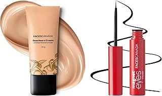 FACESCANADA Peaches N Cream Tinted Moisturizer - Light 01, 35 G And Faces Canada Magneteyes Eyeliner - Black, 3.5Ml
