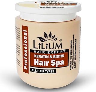 Lilium Professional Hair Spa Cream 800ml, Keratin & Biotin Treatment, Revitalize & Strengthen Your Colored Hair, Ideal For Dry, & Weakened Locks, Suitable For All Hair Types