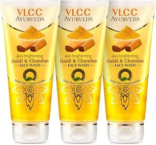 VLCC Ayurveda Skin Brightening Haldi & Chandan Face Wash - 100ml X 3 - For Skin Brightening | Paraben & Colorant Free | Chamomile Oil, Yastimadhu & Haridra Extract