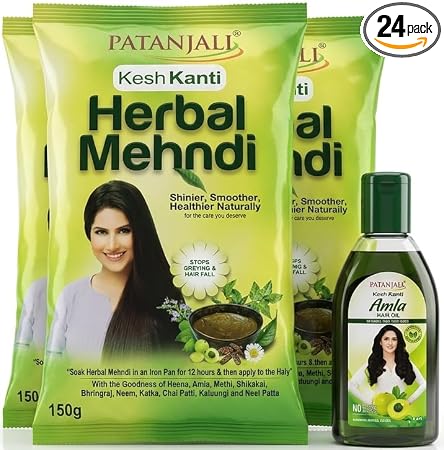 Patanjali Henna Mehendi Natural Balck, 100g - Pack of 24