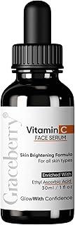 GRACEBERRY Vitamin C 30 ML Face Serum - 100% Natural Increases Skin's Glow Instantly and Reduces Spots Overtime, Bright Complete Vitamin C Booster - Pack of 1
