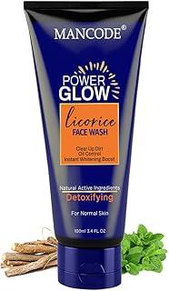 MANCODE Power Glow Face Wash for Men with licorice extract, Best Oil Control Face Wash for Men, Ideal for All Skin, Deep Skin Cleansing, Instant Whitening Boost, Suitable For all Skin Type (100 ML)