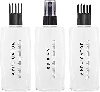 PACKCESS 100ml Hair Root Applicator Bottle With Comb & Flip Cap for Oil, Shampoo & Medicines | Fine Mist Spray Bottle, Transparent Dust Cap | Refillable, Reusable Multipurpose (Set of 2+1)