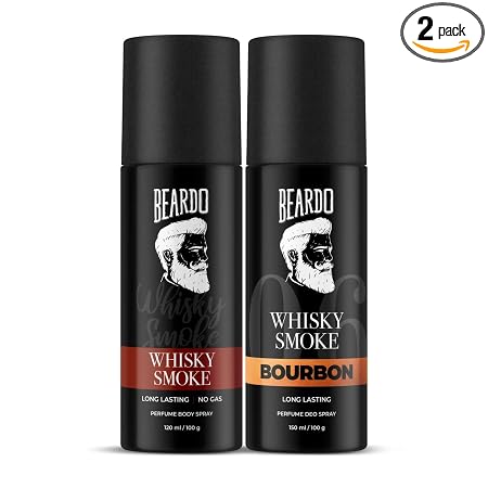 Beardo Whisky Smoke & Bourbon Perfume Body Spray (Set of 2) Spicy, Woody Oudh Deo for Men