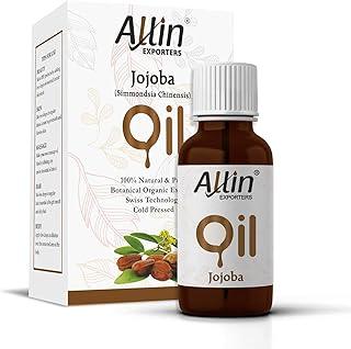 Allin Exporters Jojoba Oil 100% Natural & Pure Cold Pressed Base Carrier Oil for Hair Growth, Dry Skin Massage, Face, Lips, Cuticles, Wrinkles, Fine Lines & Stretch Marks (30 ml)