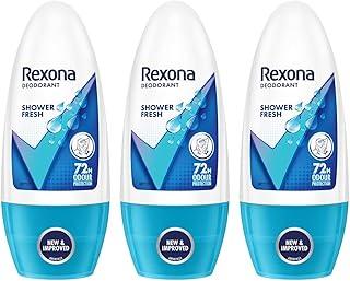 Rexona Shower Fresh Underarm Roll On Perfume For Women, Antiperspirant, Removes Odour, Keeps Skin Fresh & Clean, Alcohol Free, Skin Friendly, 50 Ml (Pack of 3)