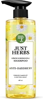 Just Herbs Lemon & Bhringaraj Shampoo | Anti-Dandruff | Reduces Dandruff from 1st Wash | Removes Flakes & Soothes Scalp It