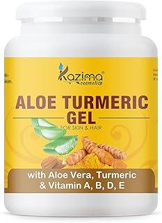 KAZIMA Aloe Turmeric Gel for Face and Body, 500gm | with Multivitamins, Turmeric and Pure Aloe Vera for Soothing, Hydrating, & Moisturizing | Brightening Gel for Dark Spots and Hyperpigmentation