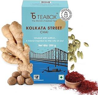 Teabox Kolkata Street Chai | Reminiscent Of The City Of Joy | Rich & Delectable, Blended With Saffron, Cardamom, Nutmeg & Ginger | With Exquisite Aromas Of Saffron | 250 Grams