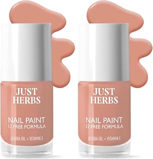 Just Herbs Nail Polish 12 Chemical Free Formula Quick Dry, Glossy Finish and Long Lasting Nail Paints (Nude Elegance) (Pac
