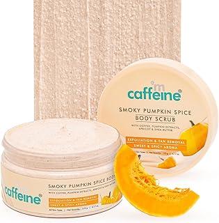 mCaffeine Smoky Pumpkin Spice Body Scrub for Glowing Skin| Coffee, Pumpkin Extracts, Apricot & Shea Butter | Exfoliate, Remove Tan, Nourish, Moisturize | Sweet & Spicy Aroma for Men & Women - 175g