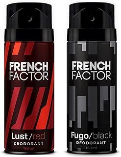 The French Factor Deodorant Body Spray For Men|Lust Red and Fugo Black (150ml, Pack of 2)