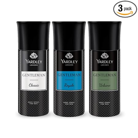 Yardley London Gentleman Range Deo Body Spray Tripack (Classic + Urbane + Royale) for Men,