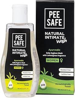Pee Safe Intimate Wash For Women 105ml Natural Ayurvedic with Lemongrass Fragrance and 100% Alcohol-Free | pH Balanced | Paraben-Free | Sulfate-Free