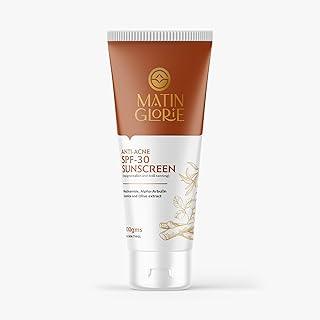 MatinGlorie Sunscreen Broad Spectrum SPF 30 UVA & UVB + Blue Light + Water Resistant| Multi Vitamins, Cucumber, Olives, Licorice| Cooling, Anti-Tanning, Anti-Acne, Moisturizing, Depigmentation,100g