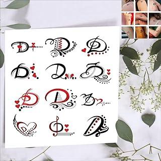 Komstec D Name Letter Tattoo Temporary Tattoo Stickers For Male And Female Fake Tattoo Waterproof Tattoo body Art