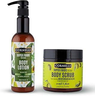 CORNELLS Bath & Body Care Combo for Men & Women | Body Lotion & Body Scrub | Ultimate Hydration & Deep Nourishment for Radiant, Plump, and Silky-Smooth Skin - 500ml+475ml
